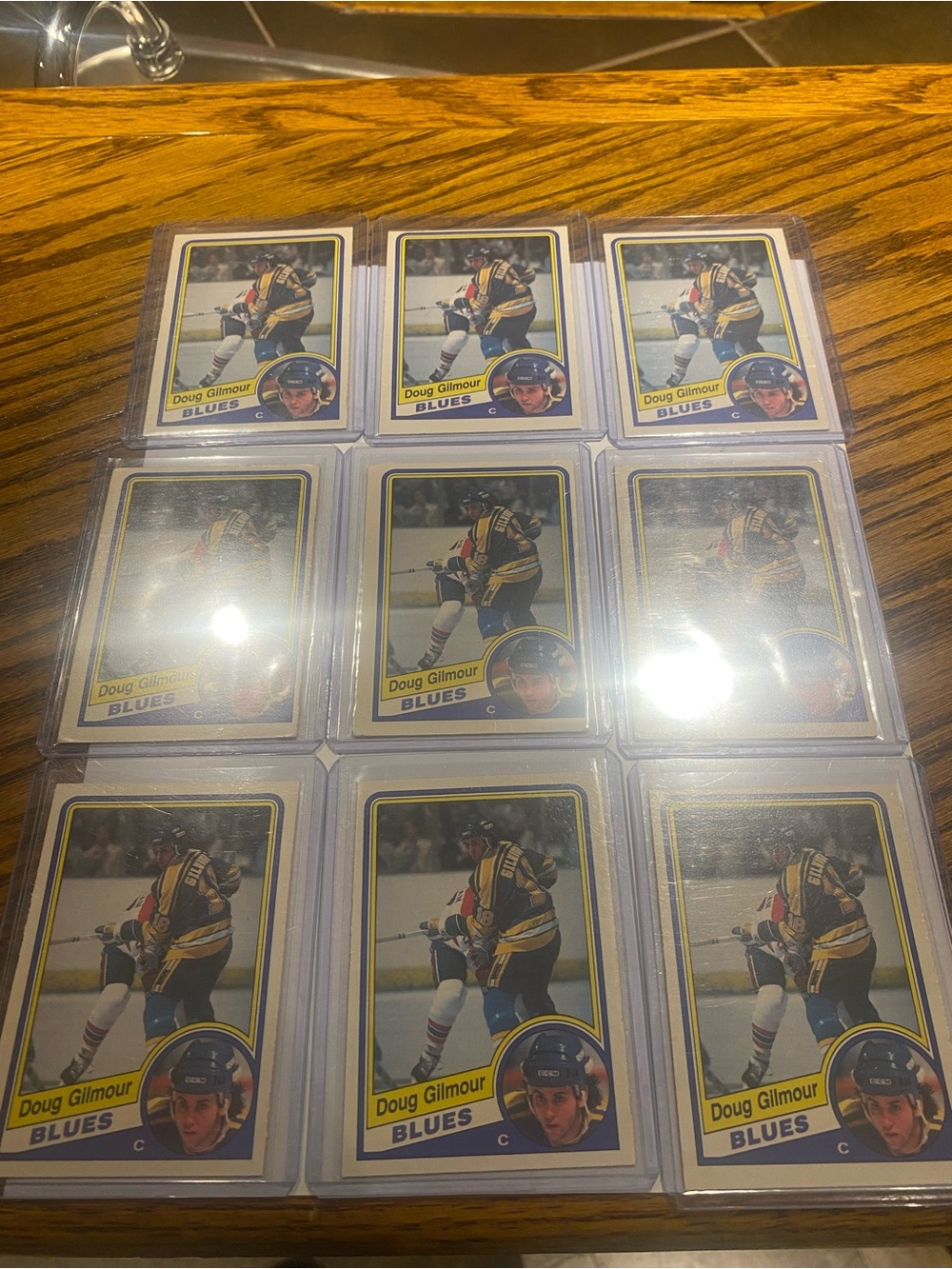 Lot of 9 NM 1984-85 O-Pee-Chee Hockey Doug Gilmour Rookie Cards
